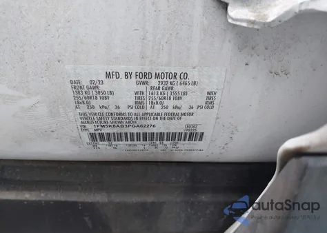 2023 Ford Explorer from USA, damaged, VIN 1FM5K8AB3PGA62276